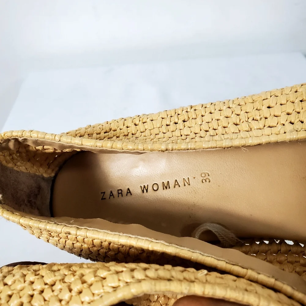 Zara Natural Colored Braided Hand Woven Flat Shoes - Picture 10 of 13